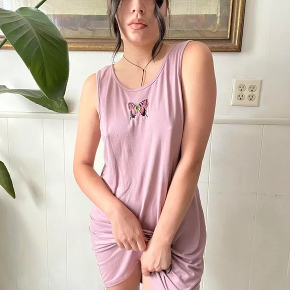 Vintage Y2K Pink Butterfly Dress Size XL - Picture 3 of 4